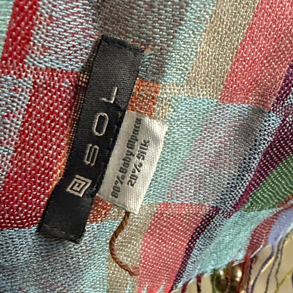 Light Blue Multi-Color Check Scarf - Unbranded - Picture 3 of 3